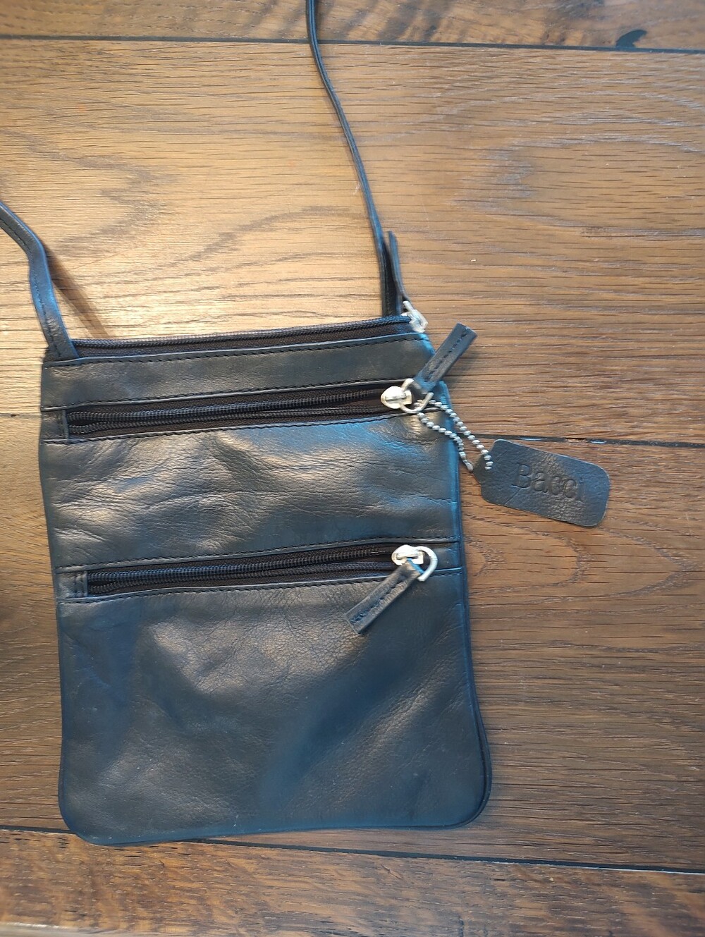 B.O.C. Black Leather Crossbody Bag With Four Zippered Pockets #travel